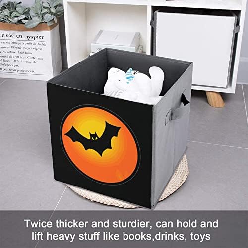 Halloween Bat Moon Sklopivi kante za skladištenje Osnove sklopive kockice za pohranu tkanine Organizator kutije sa ručkama