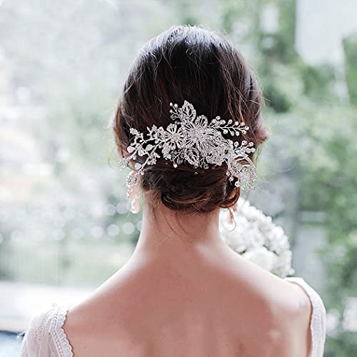 Cvijet Crystal vjenčanje kopča za kosu Sinide ručno rađeno lišće vještački dijamant Bridal kosa bočni