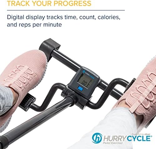 HurryCane Hurrycycle Foot Pedal Pedal Pedal, prenosivi vježbač za starije osobe sa podesivim otporom i digitalnim ekranom, crni