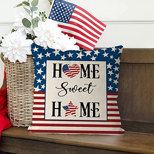 Gagec 4. jula Jastučri 18x18 inča Ljubav zvijezde Američka zastava Patriotsko bacanje Jastuk navlake zasjedanje dana Dan Memorijalni dnevni kauč za jastuk za kauč za kauč
