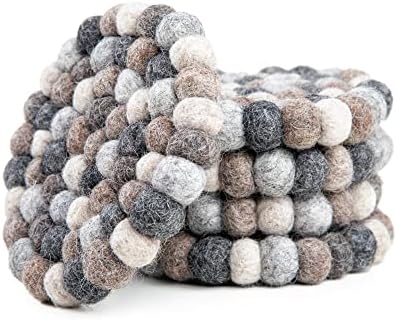 Okrugli filc Ball CAMERS - ručno umijenjeno u Nepalu - višebojni set od 5- Merino vune - vodeno-zglob,