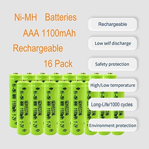 GENDYESTAR punjive AAA baterije NiMH 1.2V 1100mAh visok kapacitet 16 pakovanja Trostruki bateriju