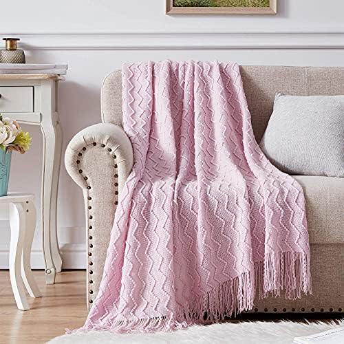 Nexhome bacaje ćebe za kauč ljubičaste ružičaste ukrasne pletene pokrivač s reselnim rubnim laganim