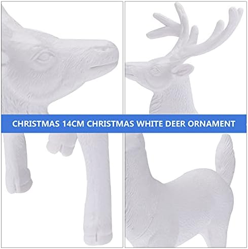 12 kom 14cm bijeli Božić minijaturni model Jelena Ornament Kreativni Realistični Mini Deer Desktop dekorativni dodatak rekviziti Dječiji poklon za kućnu kancelariju