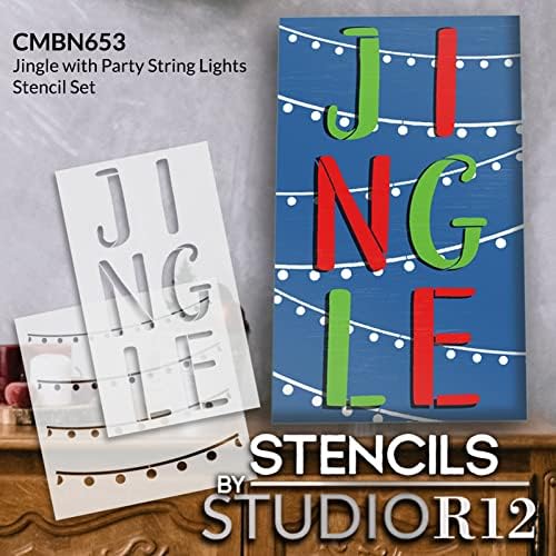 Jingle šablon set sa lampicama za zabavu Studior12 - Odaberite veličinu - USA Made - DIY Christmas Domaći dekor | Zanat i farbanje za odmor | Cmbn653