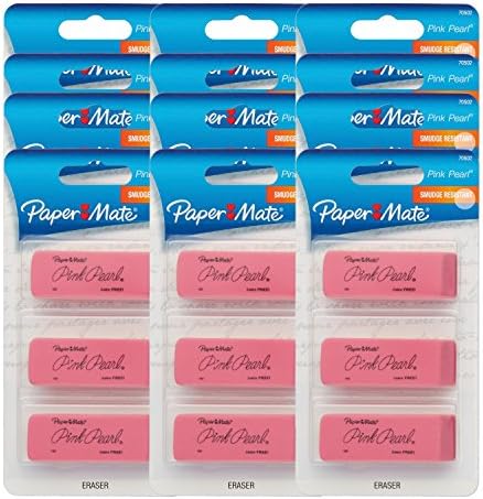 Papirne Mate Pink Pearl gumice, velike, 12 pakovanja po 3