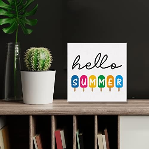 Seoska kuća Summer Popsicles Sign Canvas Wall Art 8 x 8 Inch Hello Summer Rustic Canvas Print Painting Framered