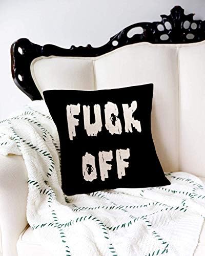 Asamour Fuck Off Funny Cite Riječi bacanje jastuka s crnim crnaca pamučna posteljina ukrasna jednostavna dekor lumbalni jastuk jastuk 18x18 inča za kauč za kauč