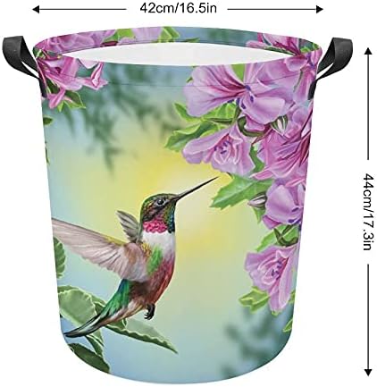 Foduoduo košarica za pranje rublja ptica Hummingbird s ružičastim cvijećem rublje rublje s ručicama sa ručicama