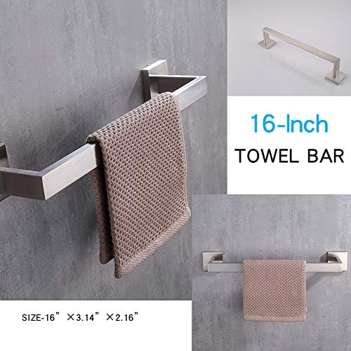 TASTOS 3-komadni kupatilo hardver set brušenog nikla zidne montirane kupaonice, vrhunski set od nehrđajućeg čelika kuka za kucanje toaletni papir 16-inčni ručnik