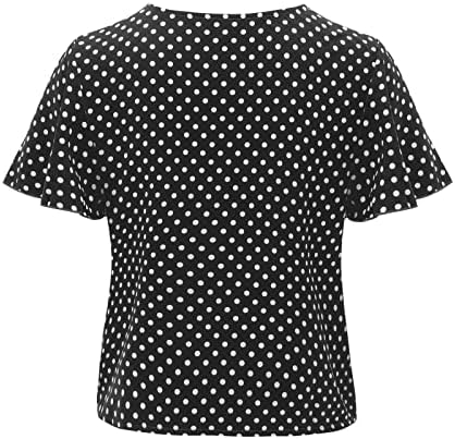 Pamučni aktivni vrhovi ženske ženske kratke rukave sa vezicama na vrhu majice sa dugmadima sa printom majice