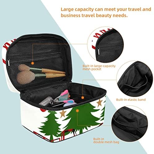 ECMRad prijenosna torba za šminku Merry Božićni otisak Ispis Veliki kapacitet sa patentnim zatvaračem pogodan za prekrasne djevojke dame tinejdžeri putuju kampovi