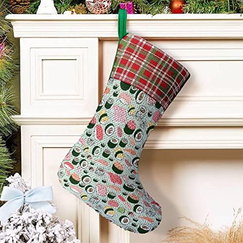 Sushi uzorak treći božićni čarapa sjajni zid viseći ukras ukrasa za Xmas Tree Holiday Party