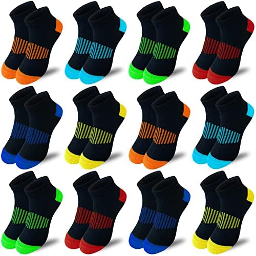 Jamegio Boy Socks 12 pari Sport ANTLETIC čarapa Kids Pola jastuka Niske rezne čarape za malu veliku djecu Veličina starosti 3-10 godina