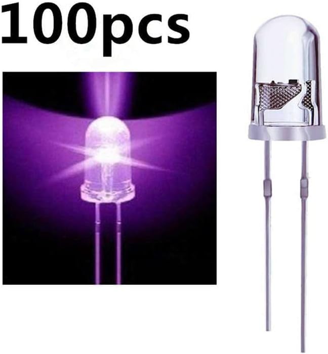 100kom / Lot 5mm okrugla ljubičasta Uv Led dioda Super svijetla vodena bistra Led lampa ljubičasta