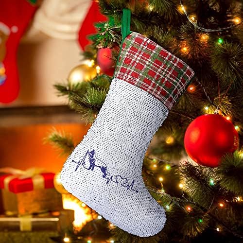 Pas Heartbeat Sequin Božićni čarapa sjajni zid viseći ukras ukras za Xmas Tree Holiday Party