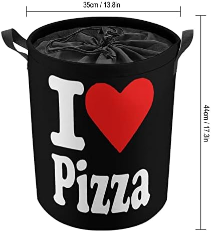 Volim pizzu okrugla torba za veš vodootporna korpa za skladištenje sa poklopcem i ručkom za vezice