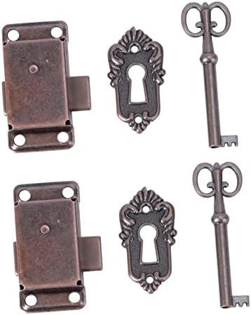 BESTonZON 2kom kutija za prtljagu set privjesaka za ključeve Vintage kutija za nakit Crvena Bronzana brava