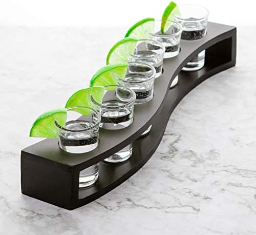 LEMONSODA Shot Glass Set od 6 čaša sa drvenim slojevitim baznim ležištem - 1oz / 30ml hladne čašice