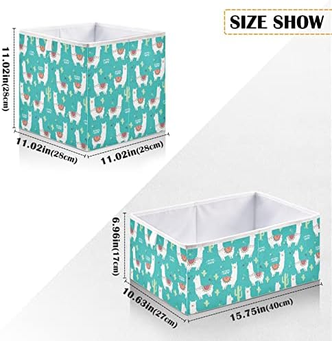 Cataku Slatke bijele Llame Cube za odlaganje za organizaciju, pravokutne kockice za pohranu tkanine za skladištenje za Cube Organizator sklopivih kupaonica za police dnevni boravak