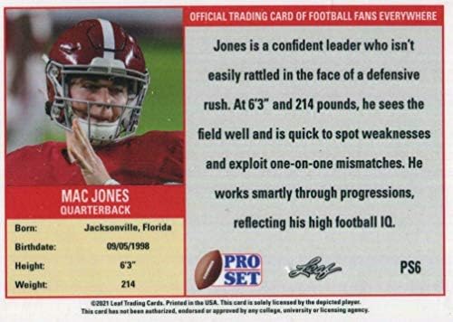 Mac Jones 2021 Pro Set list XRC kratka štampana menta Rookie Godina kartice PS6 slikajući ga u