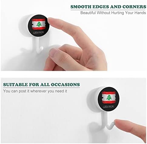 Zastava države Libanon Okrugli Kuke za višekratnu plastiku za višekratnu upotrebu Viseće zidne kuke za kuhinju Kupatilo 10 paketa