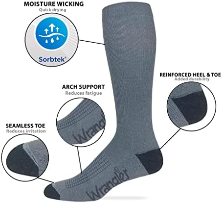 Wrangler Muška Ultra Dri Sorbtek Bešavne Toe Visoke Čarape Za Čizme 3 Par Paket