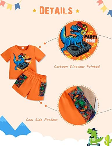Sapgejjdjfge Toddler Boy Odjeća za odjeću Dečiji Dinosaur Štampana majica kratkih rukava TOP + HORTS Boys Set