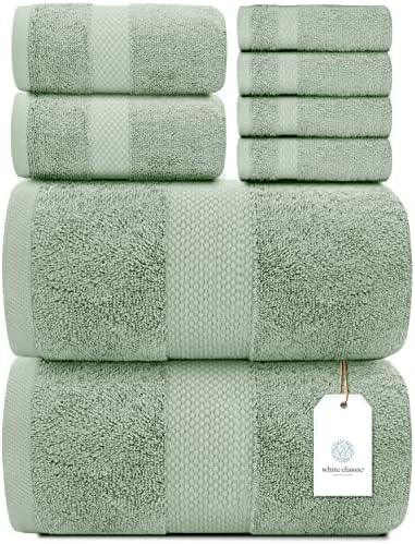 Bijeli klasični luksuzni ručnik od 8 komada kupatila Luksuzna mat za kupanje | 2 Pakovanje luksuznih ručnika