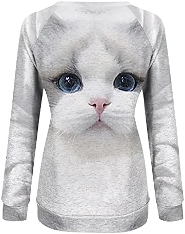Ženski Casual 3D životinjski Print okrugli vratni džemper labavi sportski vrhovi pulover vanjska odjeća