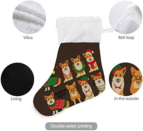 Alaza Božićne čarape Corgi psi Božićni klasik personalizirani male ukrase za porodičnu odmor za odmor sezona zabava od 4,7,87