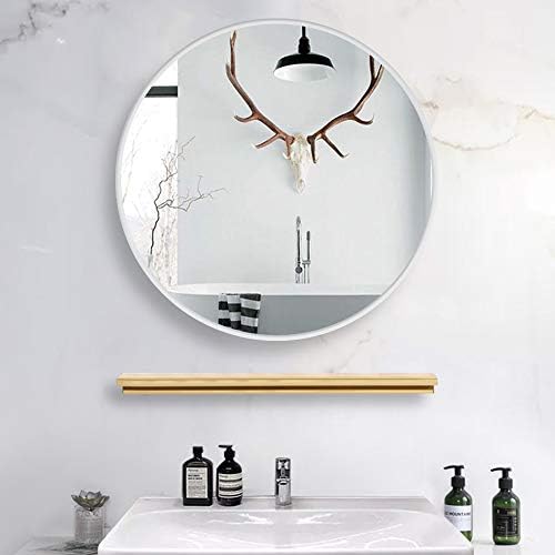 Muzilife srebrno okruglo ogledalo, kružno ogledalo za kupatilo, zidno ogledalo od 24 inča sa modernim okvirom od brušenog metala, pogodno za zidnu dekoraciju, dnevni boravak, spavaću sobu