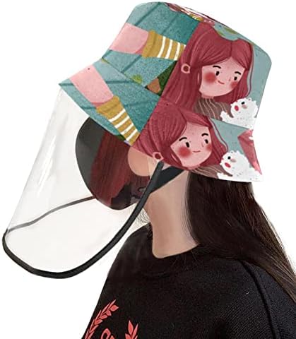 Zaštitni šešir za odrasle sa štitnikom za lice, ribarski šešir protiv sunčane kape, crtane djevojke zec