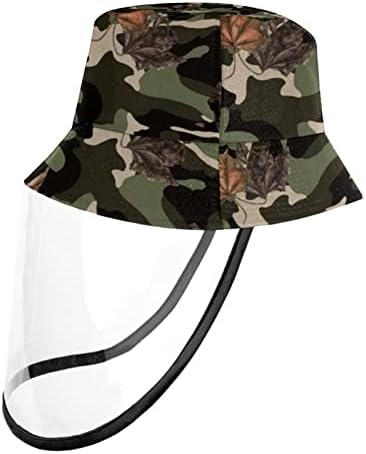 Zaštitni šešir za odrasle sa štitnikom za lice, ribarskih kapa protiv sunčeve kape, javorov lišće u kamuflažu
