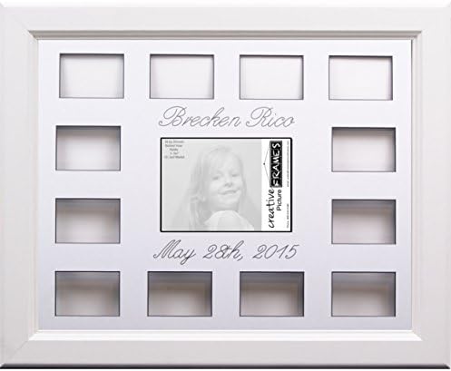 Custom Calligrafy 12-mjesečni vremenski zid novorođenče 18 po 22-inčnim okvirom za slike sa bijelim