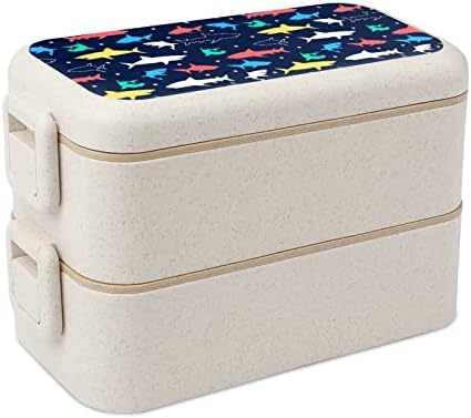 Morski psi kolor ispisuje dvostruko slaganje Bento kutija za ručak Modern Bento kontejner sa setom pribora
