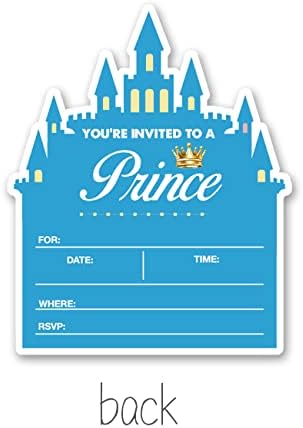 Pozivnice za temu princa sa kovertama, 20 set Mali prinčeva pozivnice u obliku princa Rođendanska stranka Poziv na zalihama, dvostrano
