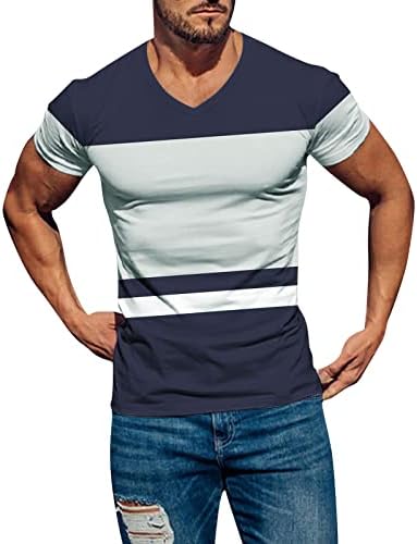 XXBR muške majice s kratkim rukavima s kratkim rukavima, ljetni blok boja Patchwork Slim Fit Sports
