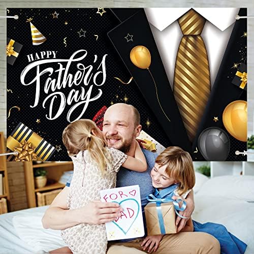 Lucleag Happy Očev dekoracija oca, 70,9 x 45.3in Crno-zlatna pozadina za dekor dana za oca, Dan Očev dan Banner FOTO pozadina za oca