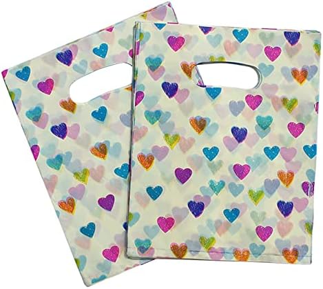 Ruiqas 100 paketa plastična srčana stranka Favorističke torbe s ručkama za karneval za vjenčanje