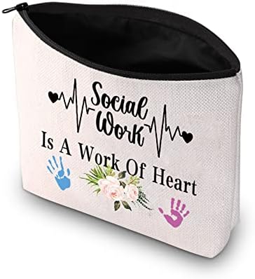 PXTIDY Social Workser Torba za šminku Društvena radna zahvalnost Socijalni rad je djelo srčane kozmetičke torbe poklon za socijalnu radniku Karijeru Pokloni Pokloni MSW Diplomski pokloni