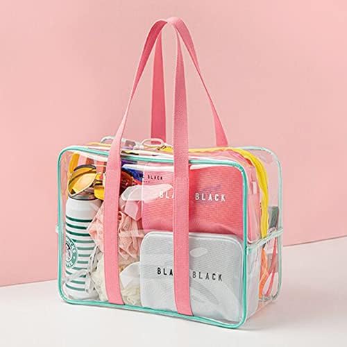 SXOSYO Clear šminke velike kozmetičke vrećice sa bočnim džepovima višenamjenska toaletna torba za žene prozirna
