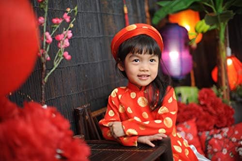Vijetnamski crveni svileni turban za djevojčice / kape za polazak sa AO Dai