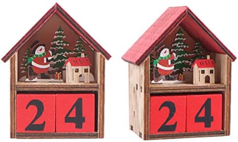ABOOFAN Božić LED drvena kuća 24 dan odbrojavanje kalendar svjetlosni osvijetljeni kabina Mini Villa
