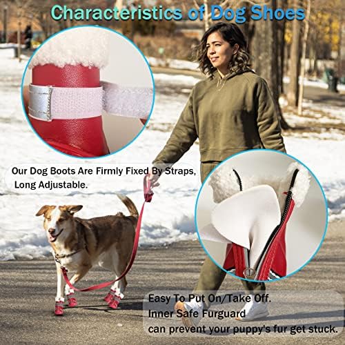Dodxoy čizme za pse, štene zimske cipele PET vodootporni štitili šape sa reflektirajućim trakama Čvrsti anti-klizni potplat za snijeg / ledeni kolnik