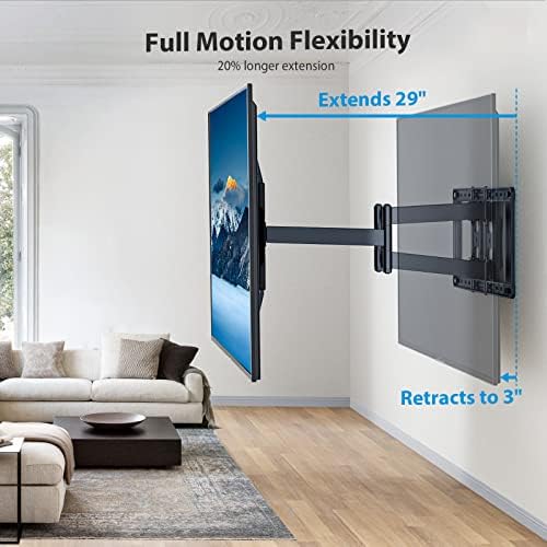 Pipishell Full Motion TV zidni montiranje PIXF3 za televizore od 40-90 inča, max vesa 800x600, zidni