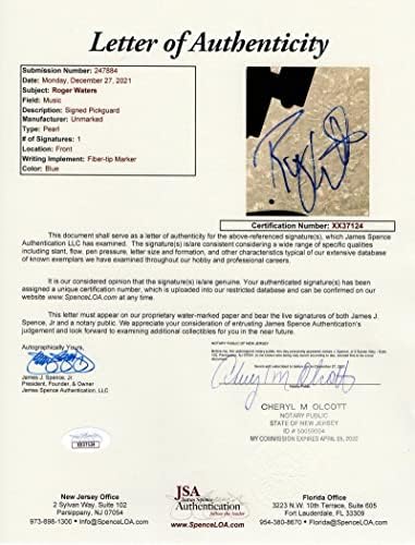 ROGER WATERS potpisao autogram crna FULL SIZE FENDER električna bas gitara B W/ JAMES SPENCE JSA pismo