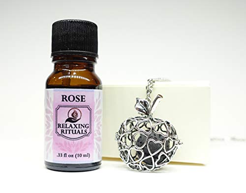 Ogrlica od esencijalnog ulja srebrna boja Privjesak od jabuke sa lancem + ruža Esencijalna ulja Božićne žene