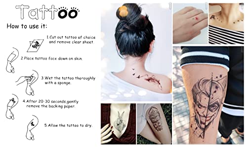 Set 3 listova Mini Phenix Phenix Bird Prekrasne privremene tetovaže Vodootporni transfer Tattoo naljepnica Cartoon 3D Realistic za muškarce Dizajn ukrasa Seksi tijelom lažnim, miješajte boju, 4,1x2,3 inča.