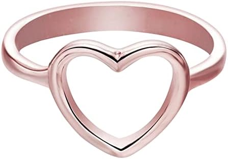 2023 NOVO Jednostavno elektroplatiranje ljubavnog srca Dijamantna prstena Dame Jewelry Enfaltirani prsten